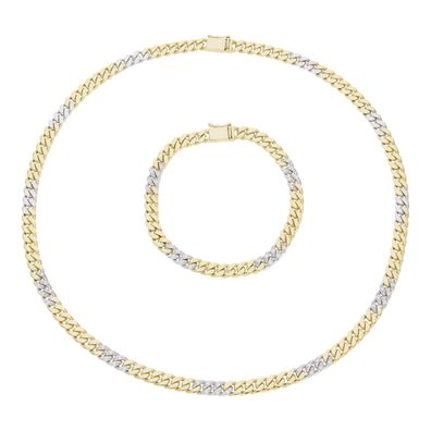 Diamanten Set Halskette & Armband Gold 750 Bicolor Second Hand 25326110 wie neu