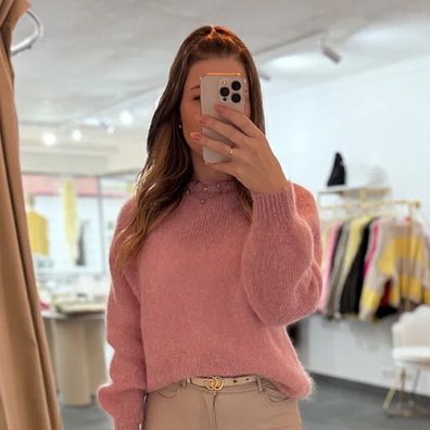 Pullover Mohairmix Damen Laura Rosa Damenpullover Frauen Pullover Onesize XS-XL