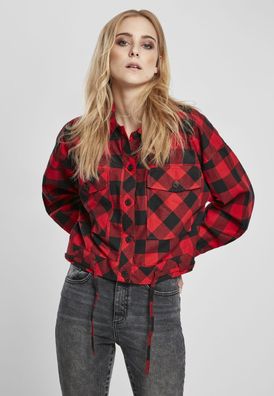 Urban Classics Female Shirt Ladies Short Oversized Check Shirt Black/White
