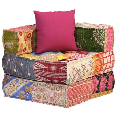 equemer Patchwork Hocker | Patchwork Pouf | Sitzkissen | Pouf | 70x70x56 cm