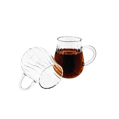 Riffle Gläser-Set 300 ml - Tee- Kaffeegläser mit Henkel aus Borosilikatglas