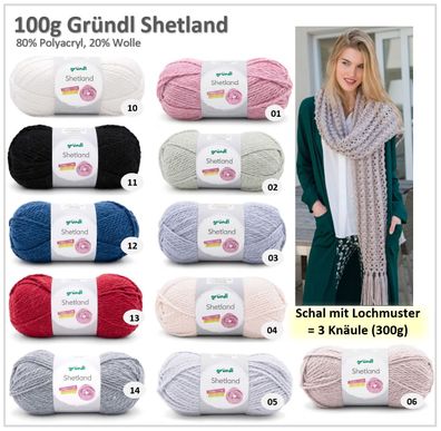 100g Gründl Shetland - für kuschlige Strick- und Häkelprojekte mit Wolle