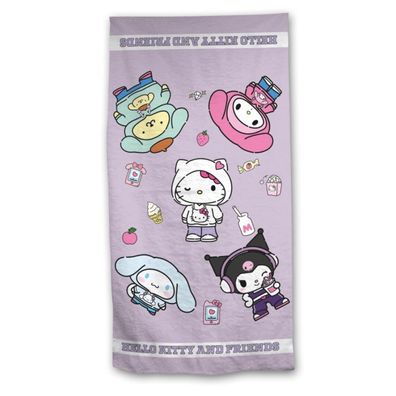 Hello Kitty & Frienfs Badehandtuch Strandtuch 70x140 cm aus Baumwolle – saugfähig