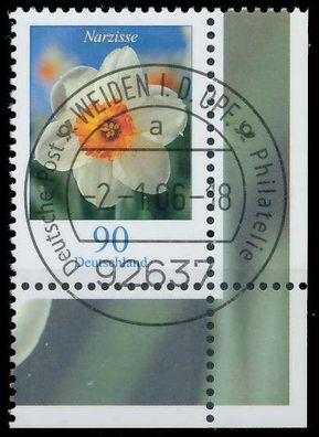 BRD BUND DS BLUMEN Nr 2506 zentrisch gestempelt ECKE-URE X34A736