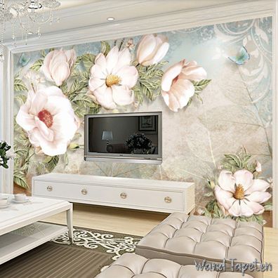 Vlies Fototapete Wandtapete Wandbilder Retro Ölgemälde Floral Modern 4137