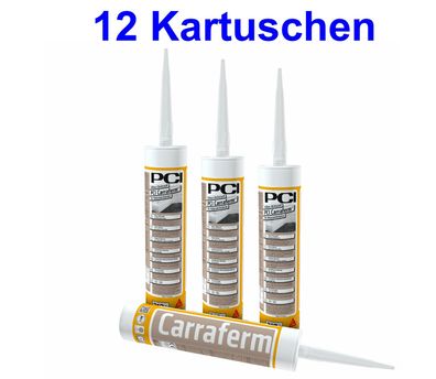 12x PCI Carraferm 310 ml Silikon Naturstein Anschluss- und Bewegungsfugen Set