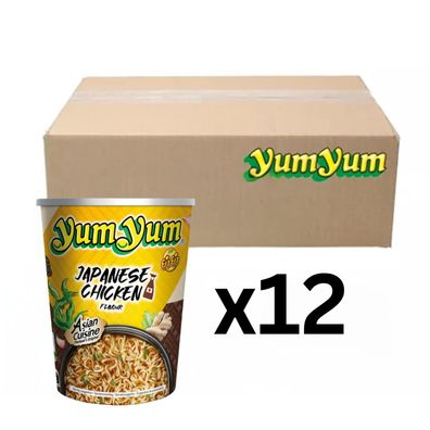 12er-Pack YumYum Instantnudeln Japanese Chicken Shoyu Cup 70g