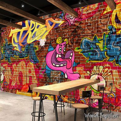 Vlies Fototapete Wandtapete Wandbilder Graffiti Wandbild aus Backstein 4147