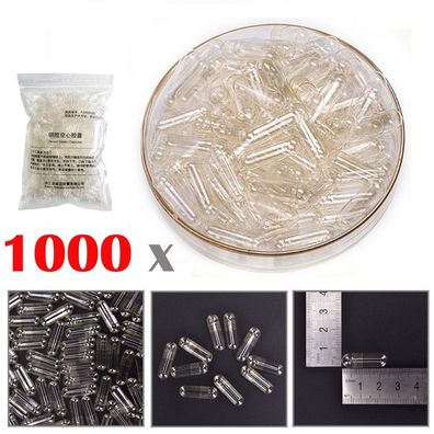 1000x Getrennte Leerkapseln Gelatinekapseln Größe #0 leere transparent Kapseln