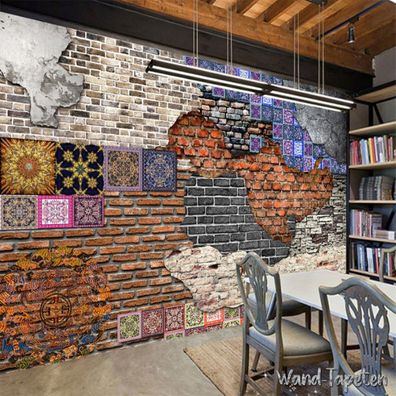 Vlies Fototapete Wandtapete Wandbilder Backsteinmauer Kunst Retro 4152