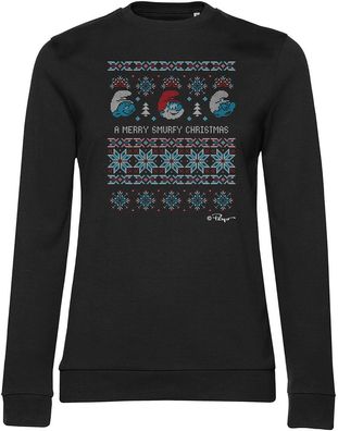 Die Schlümpfe Damen Pullover A Merry Smurfy Christmas Girly Sweatshirt RB-53-SMF010