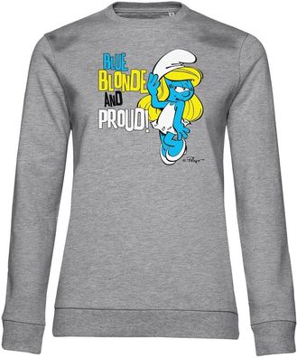 Die Schlümpfe Damen Pullover Blue, Blonde &amp; Proud Girly Sweatshirt RB-53-SMF007