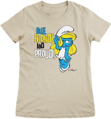 Die Schlümpfe Damen T-Shirt Blue, Blonde &amp; Proud Girly Tee RB-5-SMF007
