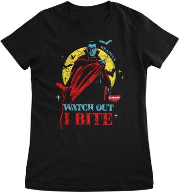 Universal Monsters Damen T-Shirt Dracula-Watch Out I Bite Girly Tee UV-5-MON021