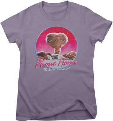 E.T. Damen T-Shirt Phone Home Retro Circle Girly Tee UV-5-ET008