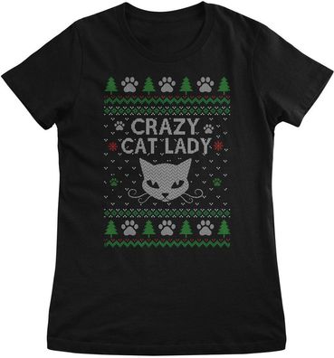 Hybris Damen Top Crazy Cat Lady Christmas Pattern HY-5-CAT004
