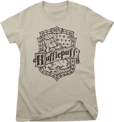 Harry Potter Damen T-Shirt-Hufflepuff Washed Crest Girly Tee WB-5-HP021
