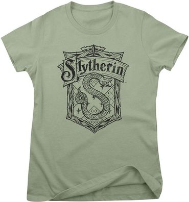 Harry Potter Damen T-Shirt-Slytherin Washed Crest Girly Tee WB-5-HP023