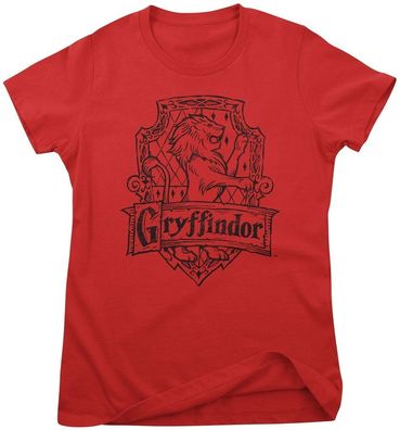 Harry Potter Damen T-Shirt Gryffindor Washed Crest Girly Tee WB-5-HP020