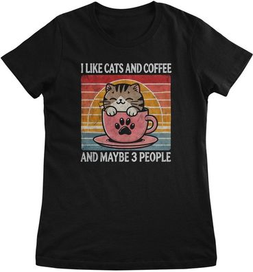 Hybris Damen Top I Like Cats and Coffee… Maybe 3 People HY-5-CAT028