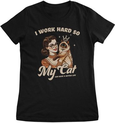 Hybris Damen Top I Work Hard So My Cat Can Have A Better Life HY-5-CAT019