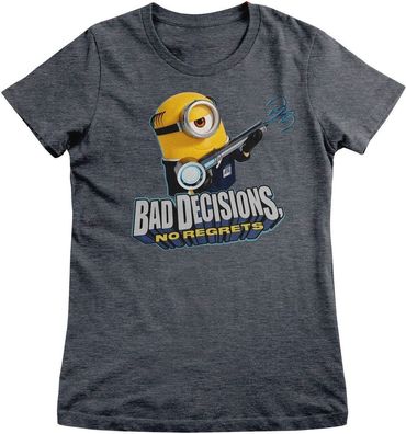 Minions Damen T-Shirt-Bad Decisions No Regrets Girly Tee UV-5-DMF008
