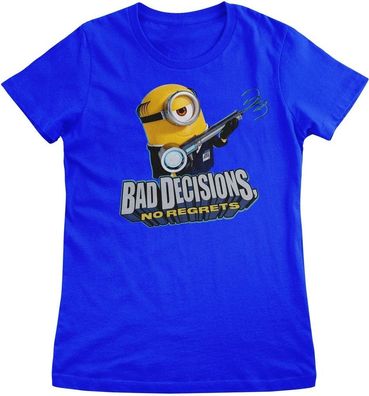 Minions Damen T-Shirt-Bad Decisions No Regrets Girly Tee UV-5-DMF008