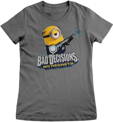 Minions Damen T-Shirt-Bad Decisions No Regrets Girly Tee UV-5-DMF008