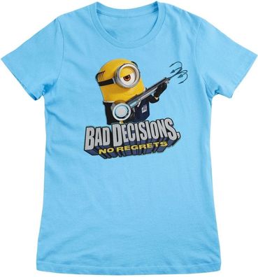 Minions Damen T-Shirt-Bad Decisions No Regrets Girly Tee UV-5-DMF008