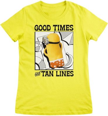 Minions Damen T-Shirt-Good Times &amp; Tan Lines Girly Tee UV-5-DMF009