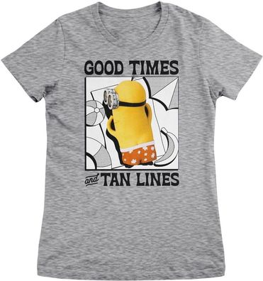 Minions Damen T-Shirt-Good Times &amp; Tan Lines Girly Tee UV-5-DMF009