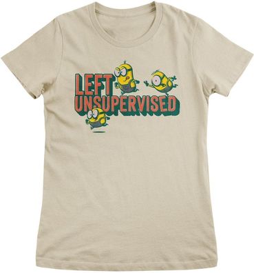 Minions Damen T-Shirt Left Unsupervised Girly Tee UV-5-DMF014