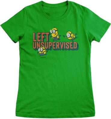 Minions Damen T-Shirt Left Unsupervised Girly Tee UV-5-DMF014