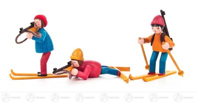 Miniatur Biathleten farbig lasiert (3) H=ca 6 cm NEU Erzgebirge Weihnachtsfigur