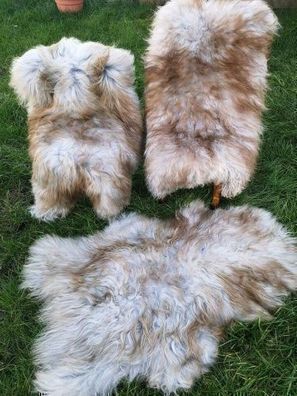 Original Island Lammfell Schaffell Hell Grau Braun Lange Weiche Wolle Neu L - XXL