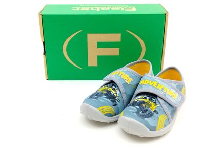 Fischer Jungs Klett Hausschuh grau gelb