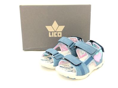 Lico Mädchen Klett Sandale blau mit Herzchen