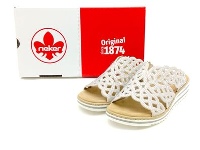 Rieker Damen Pantolette beige mit Glitzersteinchen