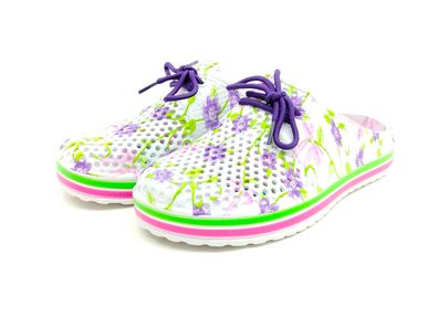 scandi Damen Glogs weiß kombiniert dunkellila Schnürung