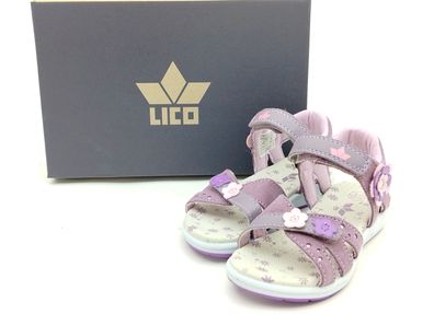 Lico Mädchen Klett Sandale lila mit Blümchen