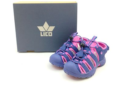 Lico Mädchen Sandale Klettverschluss an der Ferse & Stretchschnürung mit Zipper lila