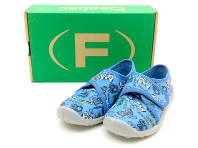 Fischer Jungen Klett Hausschuh blau bunt