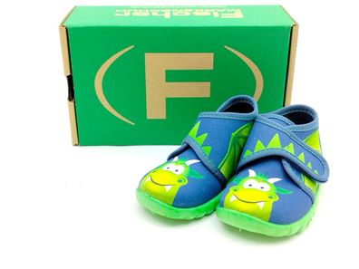 Fischer Jungen Klett Hausschuh blau grün
