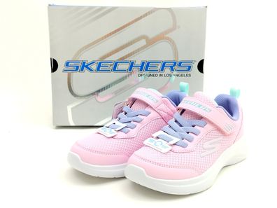 Skechers Mädchen Klett Halbschuh mit Stretchzierschnürung rosa