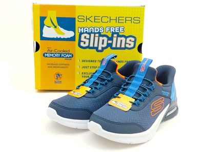 Skechers Kinder Slip in blau kombiniert