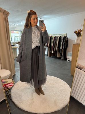 Tüllrock Damen Fiona Grau langer Tüll Rock Frau Röcke Damenrock Onesize (XS-XL)