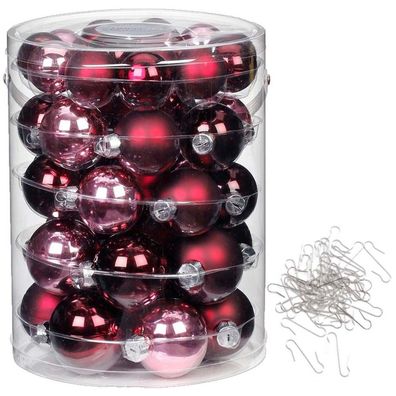 Weihnachtskugeln 44 Stk 4,5,6cm Berry Kiss + Aufhänger