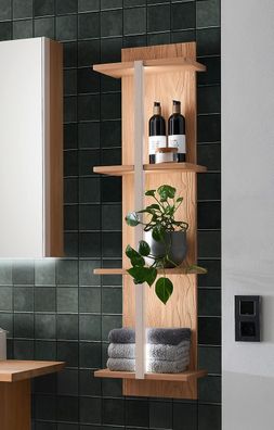 Badregal 30x135cm inkl. Beleuchtung 'Avallon' Wildeiche geölt & creme