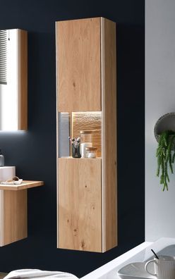 Badhochschrank 39x173cm inkl. Beleuchtung 'Avallon' Wildeiche geölt & creme Links