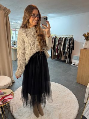 Tüllrock Damen Fiona Schwarz langer Tüll Rock Frau Röcke Damenrock Onesize (XS-XL)